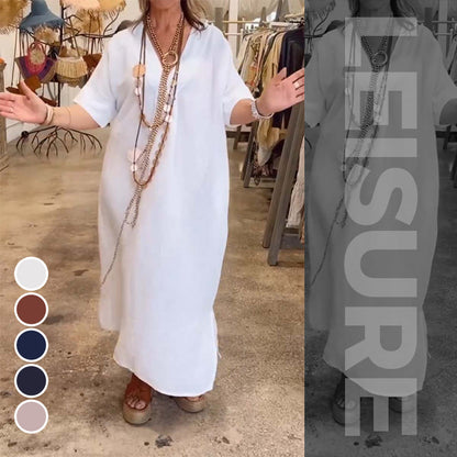 🌿 Rochie casual lejeră unicoloră cu despicături pentru femei