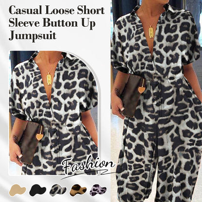 👗 Salopetă Casual Femei cu Mâneci Scurte & Nasturi 🌿 | Tăietură Relaxată | Bumbac Respirabil