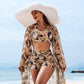 👙 Set costum de baie imprimat 3 piese – Sexy & elegant pentru plajă