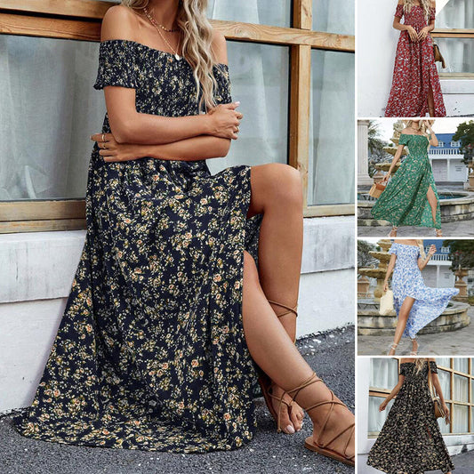 🎉💝🌸Rochie elegantă cu flori fără umeri pentru femei😍🔥💞