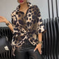 🐆Cămașă lejeră cu imprimeu leopard și mâneci 3/4