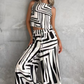 👚 Set 2 piese femei: Top dungi fără mâneci + Pantaloni largi 🌊