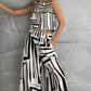 👚 Set 2 piese femei: Top dungi fără mâneci + Pantaloni largi 🌊