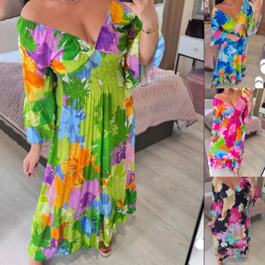 💃Rochie lejeră cu decolteu în V și imprimeu floral 🌸