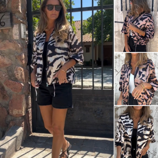 🧥 Jachetă Bomber Feminină - Imprimat Zebra 🦓 | Fermoar Reversibil | Toamnă 2025 | S-XXL