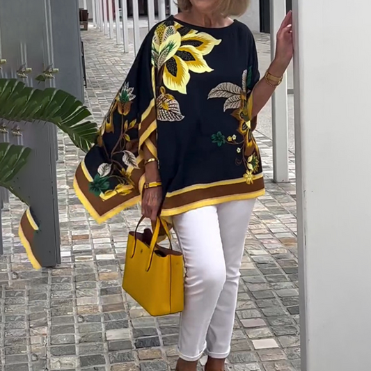 👚 Top Femei Elegant cu Decolteu V 🌸 | Imprimat Floral | Tăietură Lejeră