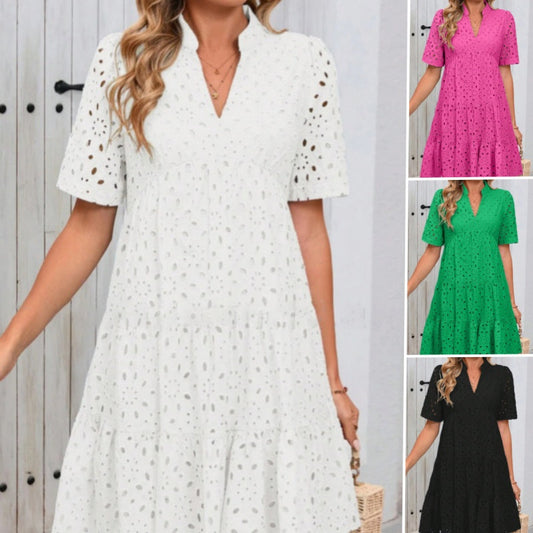 👗 Rochie femei cu decolteu V & tăietură A-line 🌸 | Imprimat floral | Material fluid | S-XL