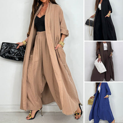 👚 Set 2 piese femei: Cardigan + Pantaloni Largi 🌿 | Bumbac & In