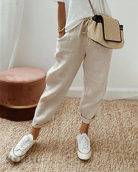 👖 Pantaloni femei casual | Bumbac & In 🌿 | Talie înaltă