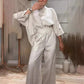 👚 Set 2 Piese Femei Modern 🌿 | Cămașă Bumbac & Pantaloni In | Casual Elegant