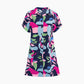 👗 Rochie Femei cu Mâneci Scurte & Nasturi 🌸 | Imprimat Floral | Bumbac Respirabil