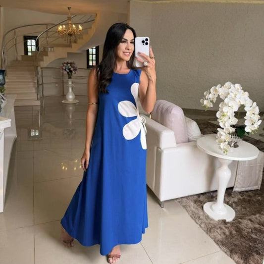 👗 Rochie Femei Fără Mâneci cu Imprimat Floral 🌸 | Cordon Reglabil la Talie | Material Ușor