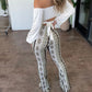 👖 Pantaloni Femei cu Imprimat Senzual 🌹 | Talie Înaltă | Siluetă Sculptată