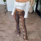 👖 Pantaloni Femei cu Imprimat Senzual 🌹 | Talie Înaltă | Siluetă Sculptată