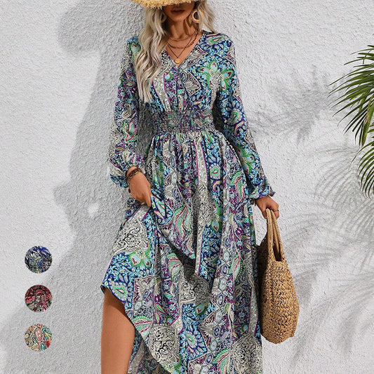 👗 Rochie Femei cu Mâneci Lungi & Imprimat Floral 🌸 | Bumbac Premium
