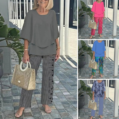👚 Set Casual Femei: Top cu Gât Rotund & Pantaloni 🌿