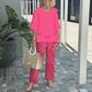 👚 Set Casual Femei: Top cu Gât Rotund & Pantaloni 🌿