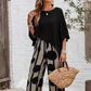 👚 Set 2 Piese Femei: Top cu Mâneci 3/4 + Pantaloni Imprimați 🌿 | Bumbac & In | Casual Elegant