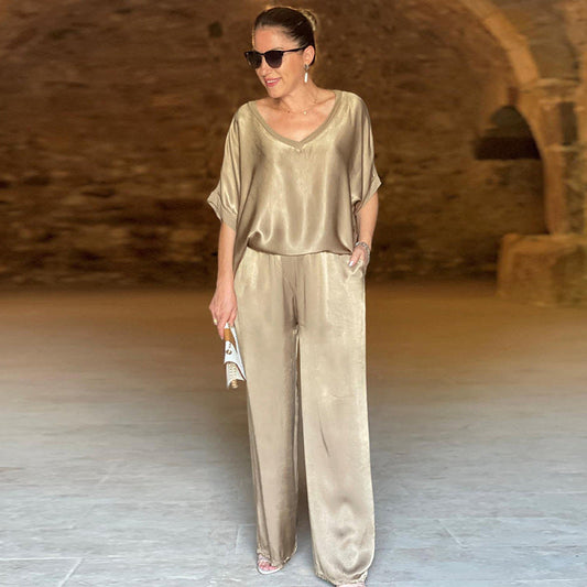 ✨ Set 2 Piese Femei Elegant & Strălucitor 👗 | Top + Fustă | Material Lucios