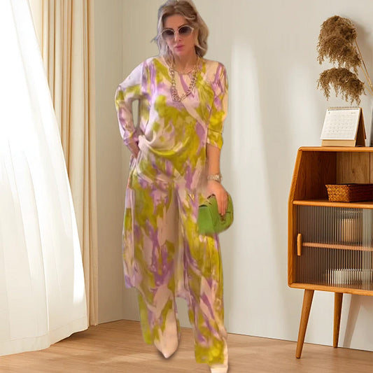 👗 Costum Femei cu Imprimat Floral 2024 🌸 | Noutate | Top + Pantaloni Largi