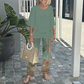 💐Set pantaloni imprimați și top cu gât rotund
