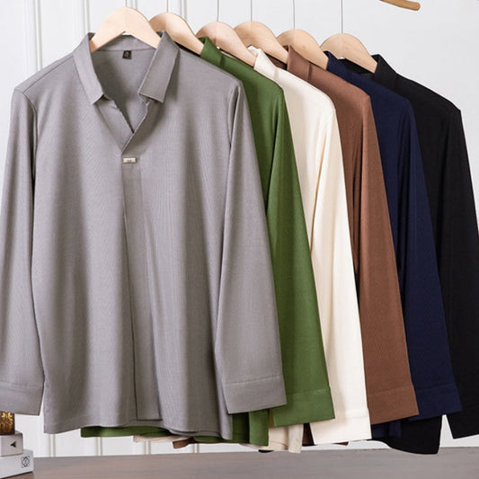 👕 Cămașă bărbătească confortabilă cu mânecă lungă, culoare simplă