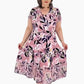 🌸【S-4XL】Rochii elegante cu mânecă scurtă și gât în V pentru femei