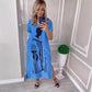 👗Femei vrac V-Neck Slit Maxi rochie——周婕