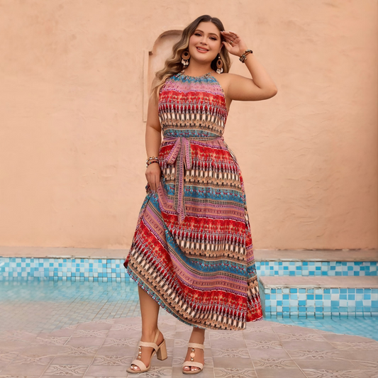 Boho Halter Neck Sleeveless Dress
