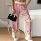👖Pantaloni elastici din denim cu picioare largi și șnur
